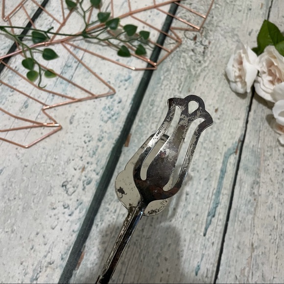 Vintage silver plated pie cake serving knife food tongs pastry entertain utensil - Picture 7 of 8